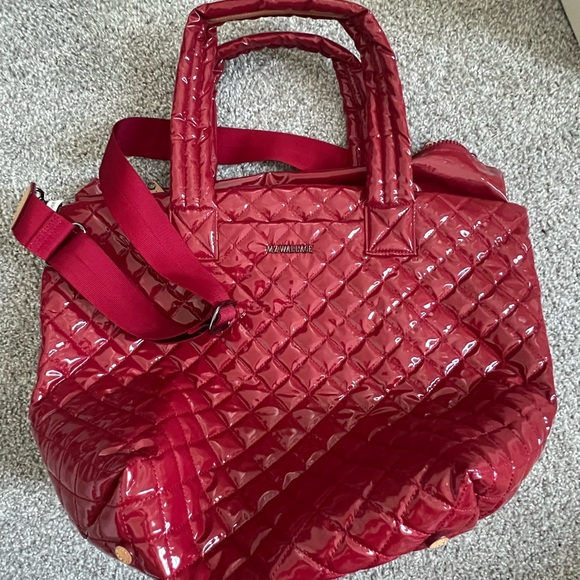 MZ Wallace Handbags - MZ Wallace Red Quilted Tote Bag with Detachable Strap (Medium)